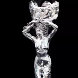 Хрустальные бокалы для вина "Адам и Ева" янтарные, на 2 персоны